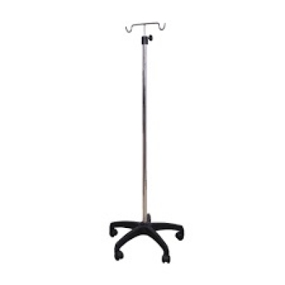 IV Stand Double Hook Metal Base 5 Wheels