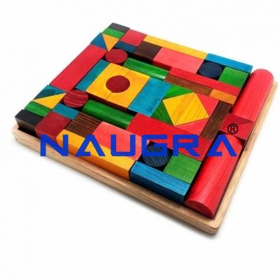 Building Blocks Wood Coloured and Set 50