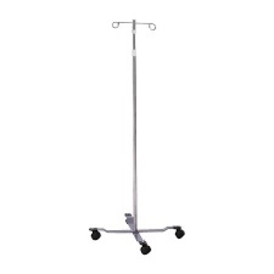 IV Stand Double Hook Metal Base 4 Wheels